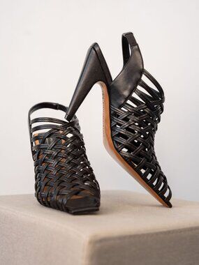 NWT STELLA MCCARTNEY SPUR ALTER MAT OPEN TOE SANDAL IN COFFEE BROWN
